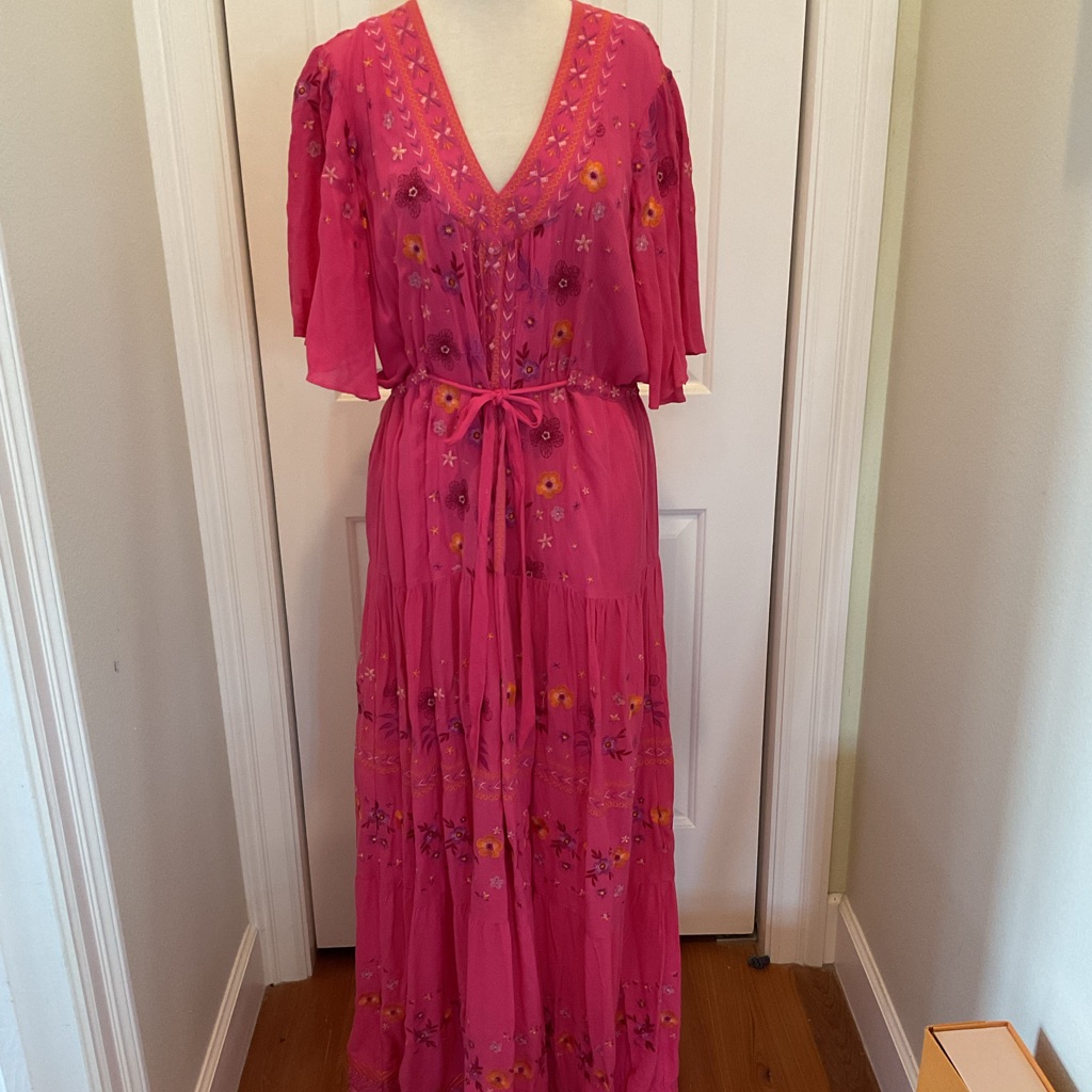 Hale Bob Dress Pink Floral Maxi Dress Size Xl